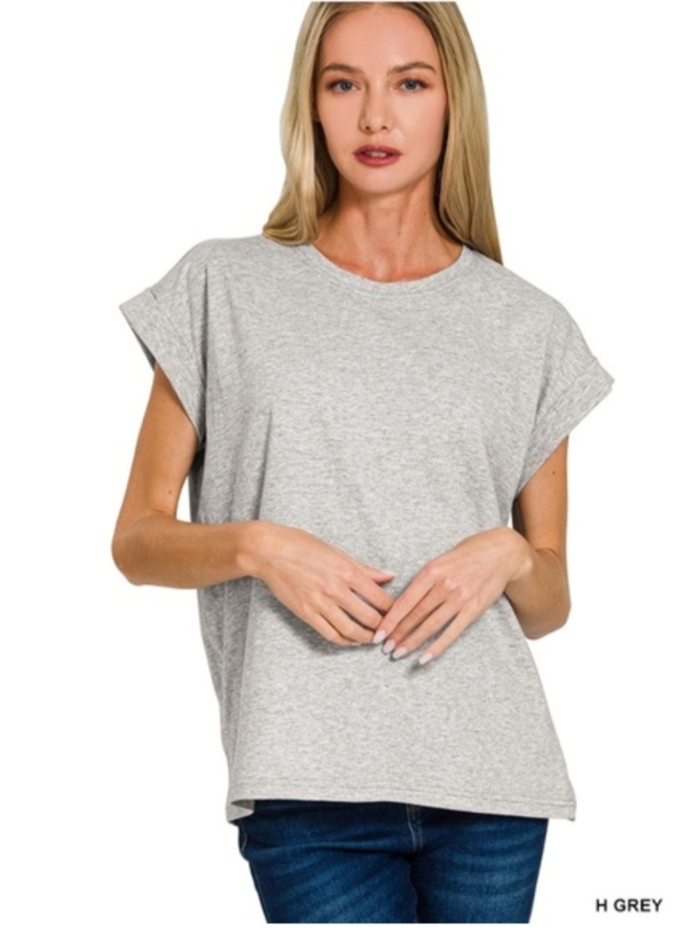 Zenana Outfitters Women's Heather Grey Relaxed Short Sleeve Tee
